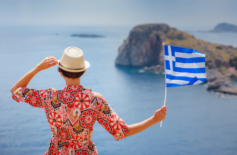 Kvinde på ferie i Grækenland